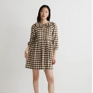 Madewell Plaid Brown Mini Dress
